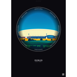Affiche Dublin – Poster illustration vintage – Aviva Stadium | Gravura – Fond foncé