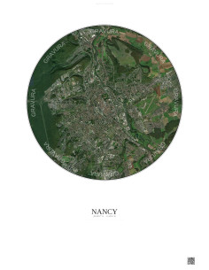 Nancy Satellite View Poster 6km Color | Gravura – Light background