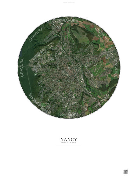 Nancy Satellite View Poster 6km Color | Gravura – Light background