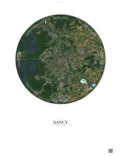 Nancy Satellite View Poster 10km Color | Gravura – Light background