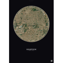 Affiche Khartoum – Poster vue satellite 2.5km Couleur | Gravura – Fond foncé