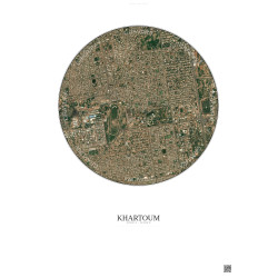Affiche Khartoum – Poster vue satellite 2.5km Couleur | Gravura – Fond clair