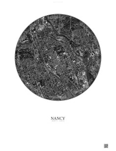 Nancy Satellite View Poster 2.5km B&W | Gravura – Light background