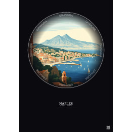 Affiche Naples – Poster illustration vintage – Napoli | Gravura – Fond foncé