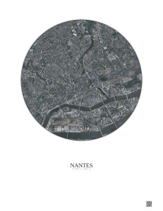 Affiche Nantes – Poster vue satellite 2.5km Couleur | Gravura – Fond clair