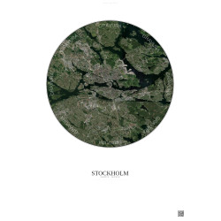 Affiche Stockholm – Poster vue satellite 10km Couleur | Gravura – Fond clair
