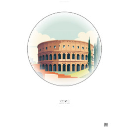Affiche Rome – Poster illustration vintage – Colosseum | Gravura – Fond clair
