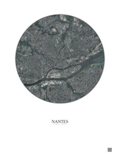Affiche Nantes – Poster vue satellite 5km Couleur | Gravura – Fond clair