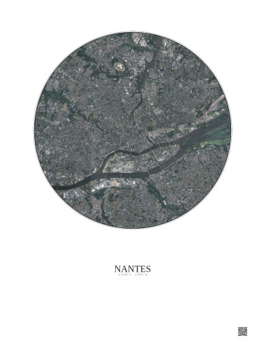 Affiche Nantes – Poster vue satellite 5km Couleur | Gravura – Fond clair