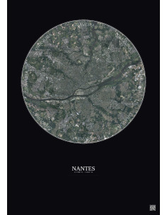Affiche Nantes – Poster vue satellite 10km Couleur | Gravura – Fond foncé