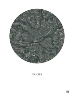 Affiche Nantes – Poster vue satellite 10km Couleur | Gravura – Fond clair