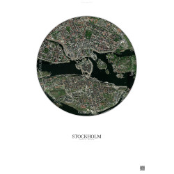 Affiche Stockholm – Poster vue satellite 2.5km Couleur | Gravura – Fond clair