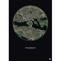 Affiche Stockholm – Poster vue satellite 2.5km Couleur | Gravura – Fond foncé