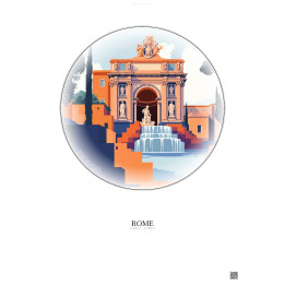 Affiche Rome – Poster illustration vintage – Trevi Fountain | Gravura – Fond clair