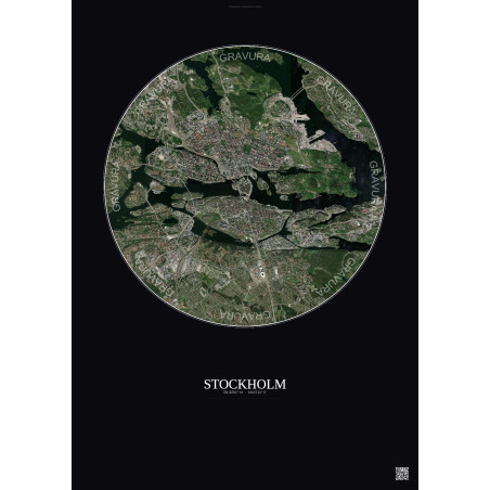 Affiche Stockholm – Poster vue satellite 6km Couleur | Gravura – Fond foncé