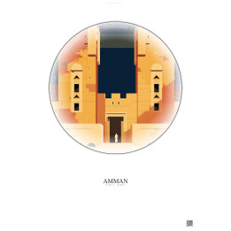 Affiche Amman – Poster illustration vintage – Qasr Mshatta | Gravura – Fond clair