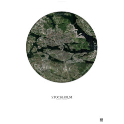 Affiche Stockholm – Poster vue satellite 6km Couleur | Gravura – Fond clair