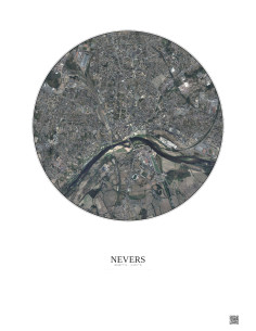 Affiche Nevers – Poster vue satellite 2.5km Couleur | Gravura – Fond clair