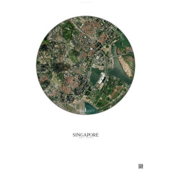 Affiche Singapore – Poster vue satellite 2.5km Couleur | Gravura – Fond clair