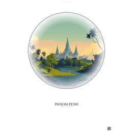 Affiche Phnom Penh – Poster illustration vintage – Phnom Penh | Gravura – Fond clair