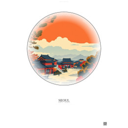Affiche Seoul – Poster illustration vintage – Changdeokgung | Gravura – Fond clair