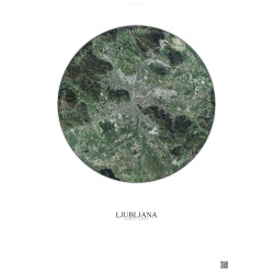 Affiche Ljubljana – Poster vue satellite 10km Couleur | Gravura – Fond clair