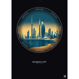 Affiche Kuwait City – Poster illustration vintage – Kuwait City | Gravura – Fond foncé