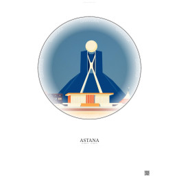 Affiche Astana – Poster illustration vintage – Astana | Gravura – Fond clair