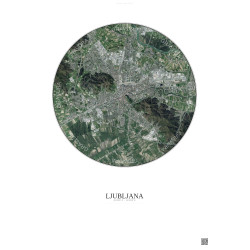 Affiche Ljubljana – Poster vue satellite 6km Couleur | Gravura – Fond clair
