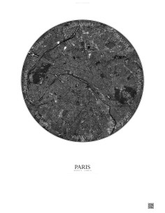 Affiche Paris – Poster vue satellite 10km N&B | Gravura – Fond clair