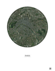 Affiche Paris – Poster vue satellite 10km Couleur | Gravura – Fond clair
