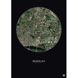 Affiche Bratislava – Poster vue satellite 2.5km Couleur | Gravura – Fond foncé