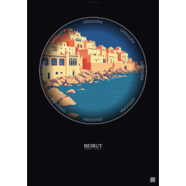 Affiche Beirut – Poster illustration vintage – Beirut | Gravura – Fond foncé