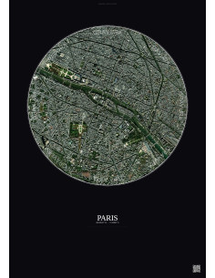 Affiche Paris – Poster vue satellite 2.5km Couleur | Gravura – Fond foncé