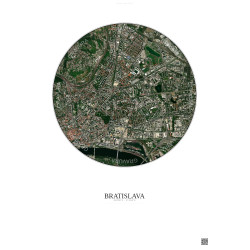 Affiche Bratislava – Poster vue satellite 2.5km Couleur | Gravura – Fond clair