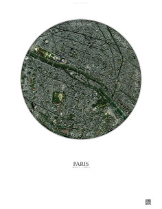 Affiche Paris – Poster vue satellite 2.5km Couleur | Gravura – Fond clair