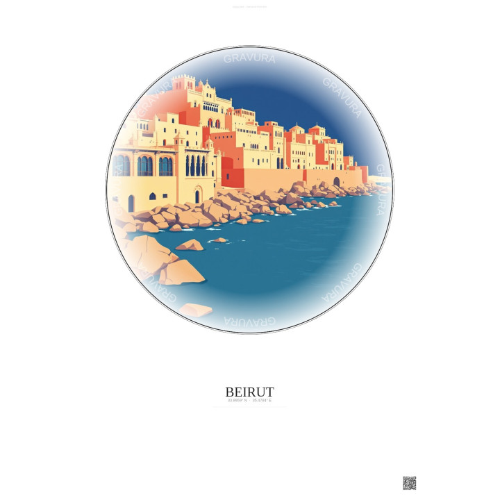 Affiche Beirut – Poster illustration vintage – Beirut | Gravura – Fond clair
