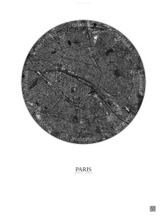 Affiche Paris – Poster vue satellite 6km N&B | Gravura – Fond clair