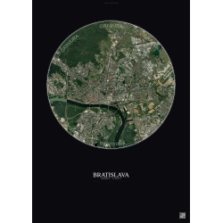 Affiche Bratislava – Poster vue satellite 6km Couleur | Gravura – Fond foncé