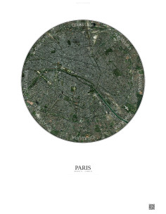 Affiche Paris – Poster vue satellite 6km Couleur | Gravura – Fond clair