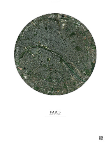 Affiche Paris – Poster vue satellite 6km Couleur | Gravura – Fond clair