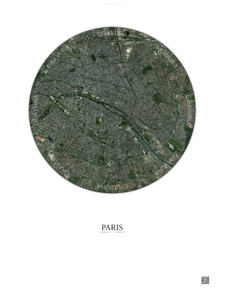 Affiche Paris – Poster vue satellite 6km Couleur | Gravura – Fond clair