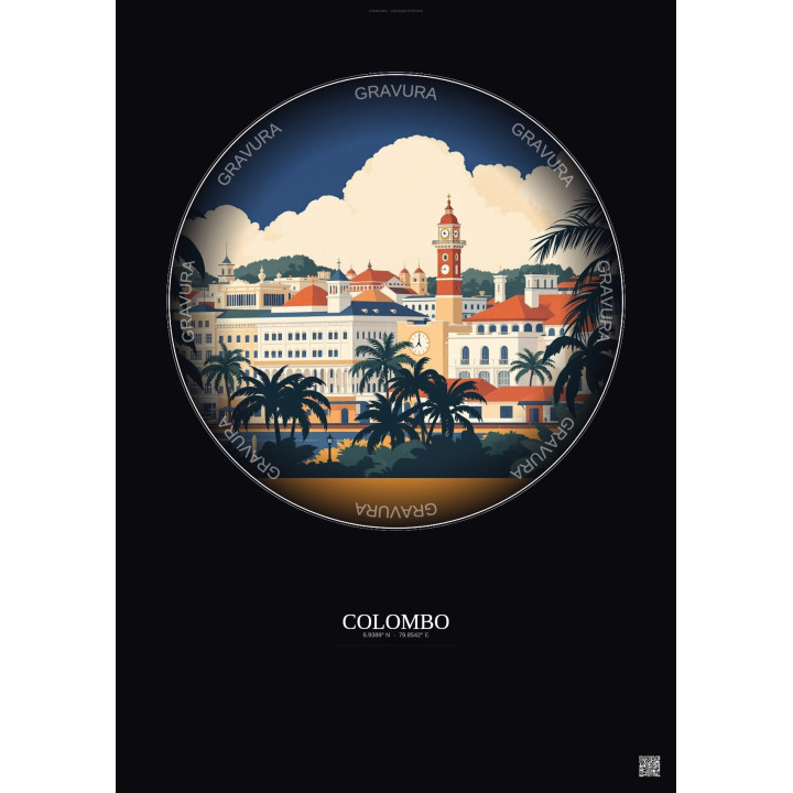 Affiche Colombo – Poster illustration vintage – Colombo | Gravura – Fond foncé