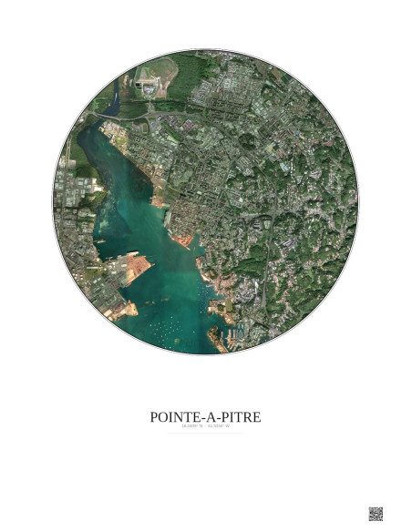 Affiche Pointe A Pitre – Poster vue satellite 2.5km Couleur | Gravura – Fond clair