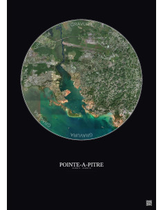 Affiche Pointe A Pitre – Poster vue satellite 5km Couleur | Gravura – Fond foncé
