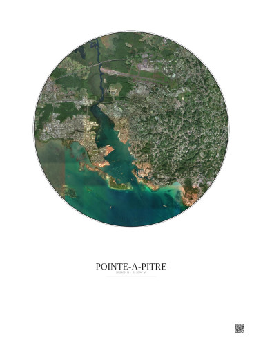 Pointe A Pitre Satellite View Poster 5km Color | Gravura – Light background