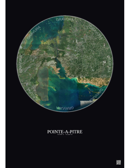 Pointe A Pitre Satellite View Poster 10km Color | Gravura – Dark background