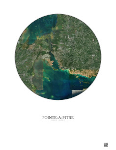 Affiche Pointe A Pitre – Poster vue satellite 10km Couleur | Gravura – Fond clair