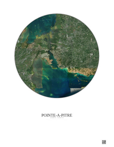 Pointe A Pitre Satellite View Poster 10km Color | Gravura – Light background