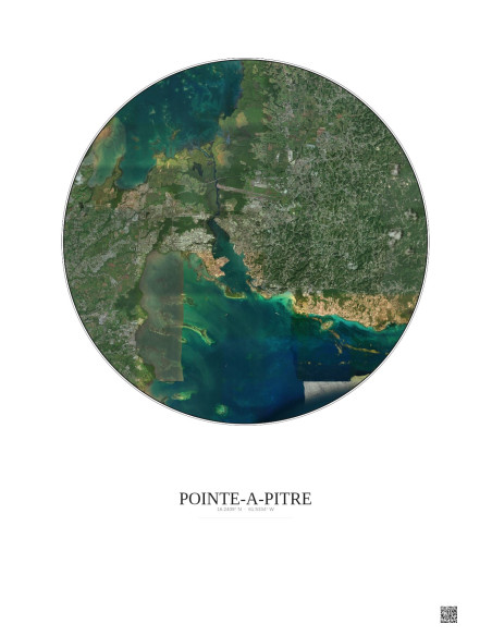 Pointe A Pitre Satellite View Poster 10km Color | Gravura – Light background